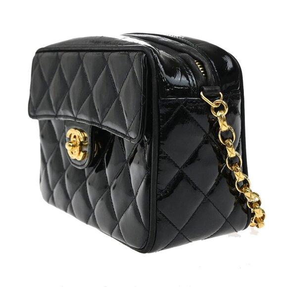 CHANEL CC Matelasse Mini Chain Shoulder Bag Patent Leather BK GHW VTG - Picture 3 of 16